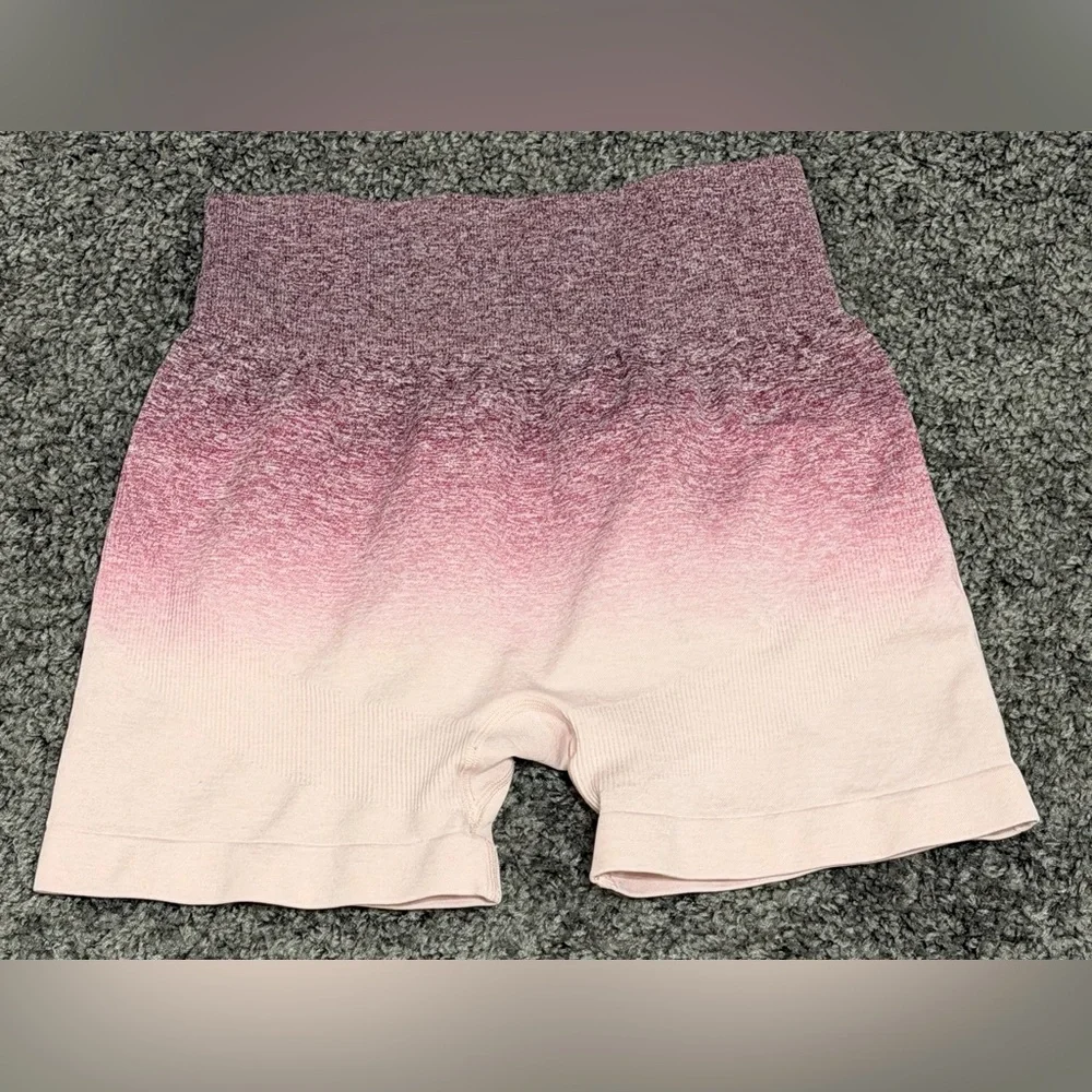 AYBL Ombre Pink Purple Seamless Butt Lifting Compression Shorts Womens Medium